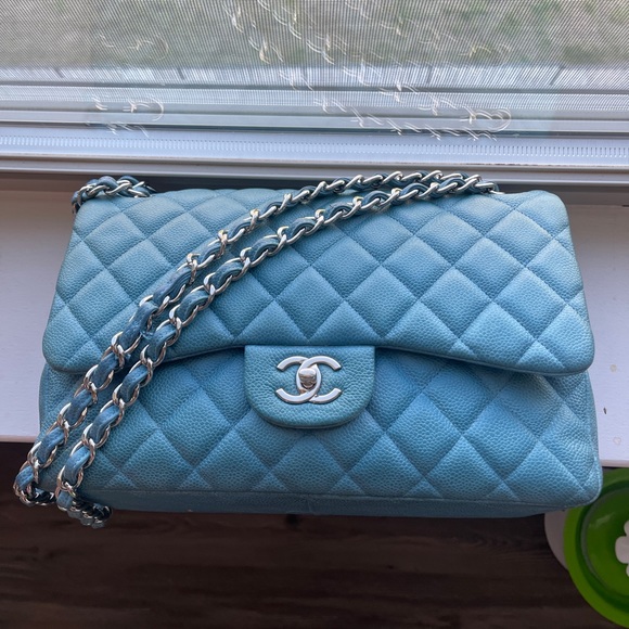 Chanel jumbo flap bag caviar double flap turquoise - Picture 3 of 17